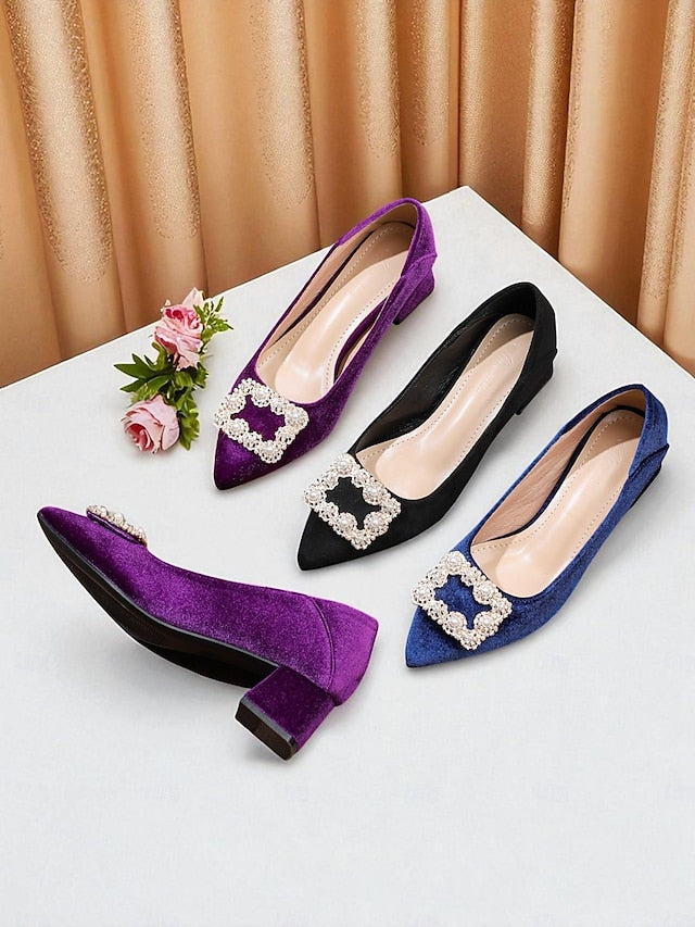 Glitter and Women's Pearl Pointed Purple with Toe Flats