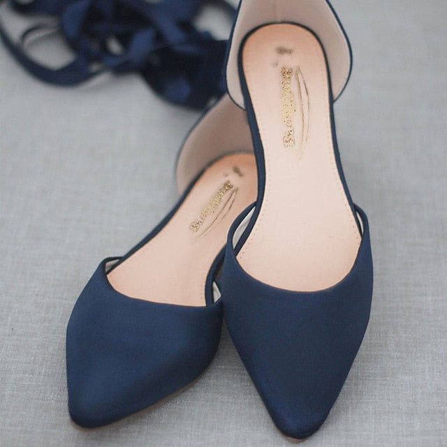 – Ribbon Satin Ballet Tie Flats Comfortable Women's