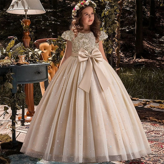 Dress Kids Party Color Block Girl Girls' Flower