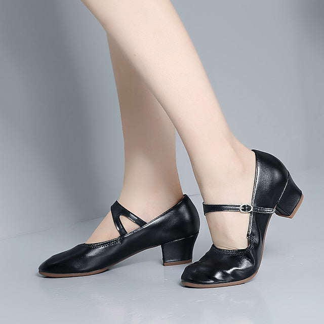 Women's Mary Jane Gold Dance with Buckle Shoes Low Heel