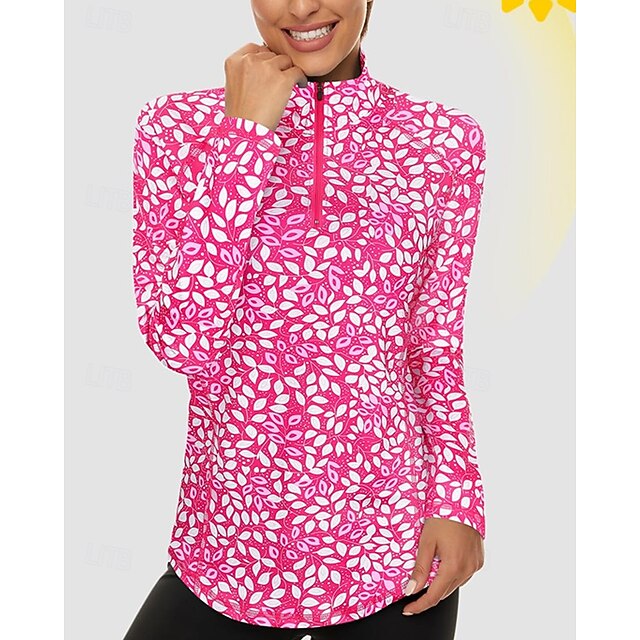 Women's Floral Golf Polo Shirt Tennis Shirt Long Sleeve