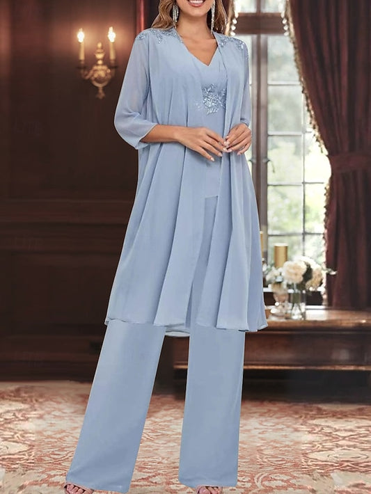 3 Mother Simple Piece Dress Bride of V Guest the Wedding Elegant