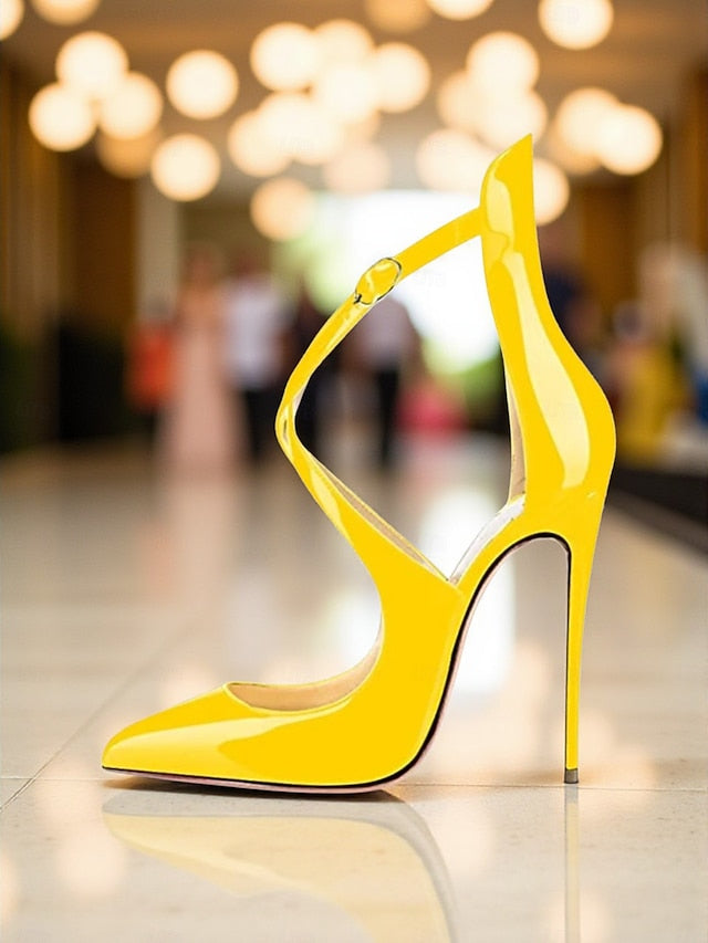 Strappy Patent Purple Stiletto Leather - Women's Heels