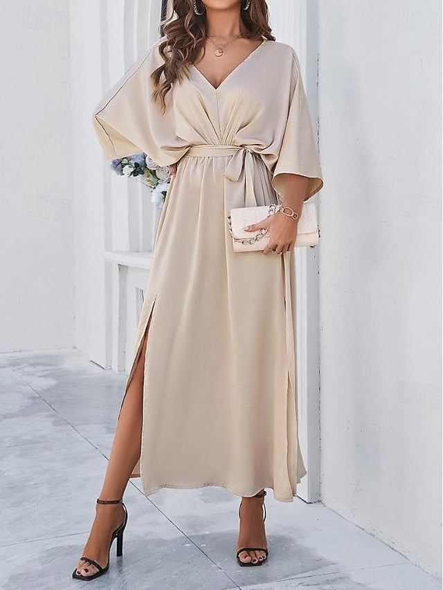Women's Tiered Dress Maxi Dress Split Thigh Party Formal V