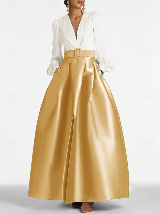 Evening Gown Formal High Guest Split A-Line Floor Dress Wedding