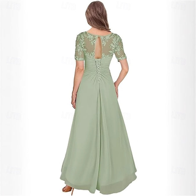 the Bride Mother Elegant Dress Neck Simple of V A-Line