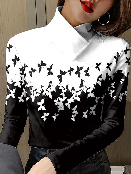 Women's T Shirt Print Graphic Butterfly Elegant Vintage