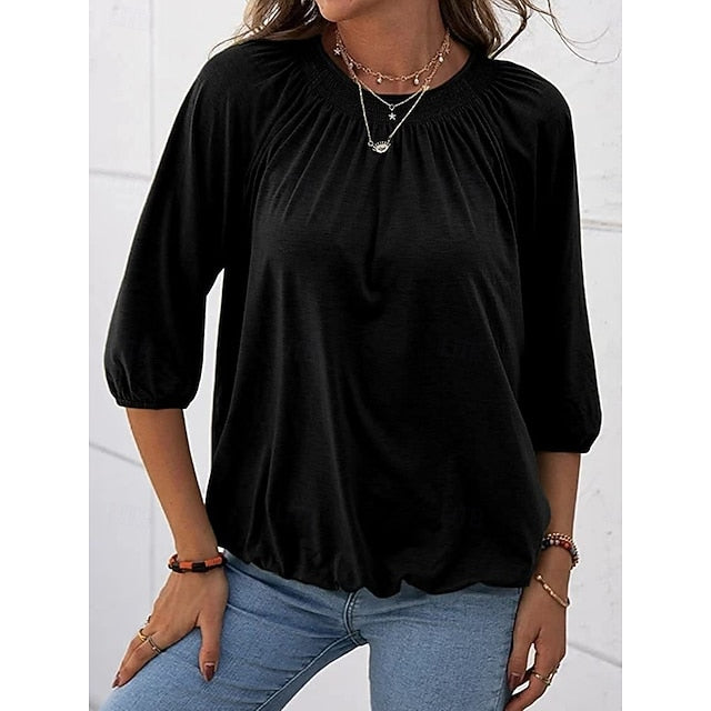 Women's T Shirt Plain Fashion Modern Casual 3/4 Length