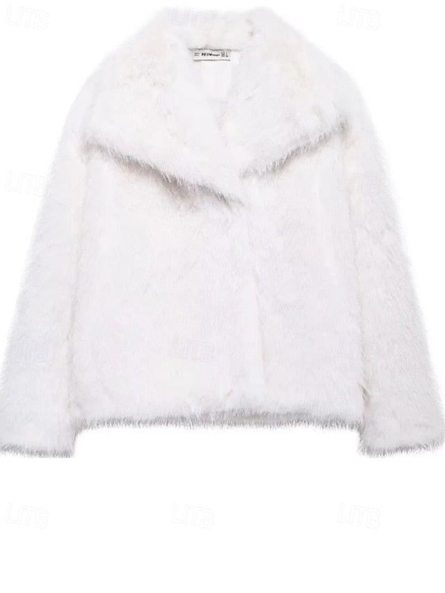 Warm Comfortable Furs Faux Buttons Fur Coat Women's