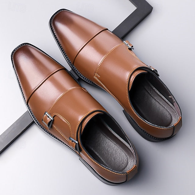 Leather Monk Double Strap Elegant Men's  – Shoes
