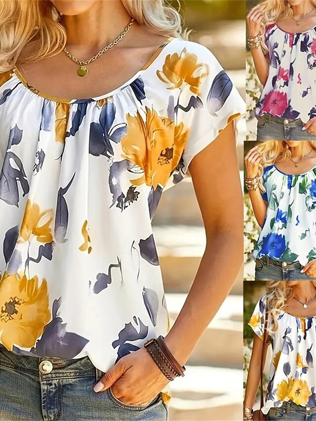 Women's T Shirt Tee Top Print Floral Fashion Modern Short