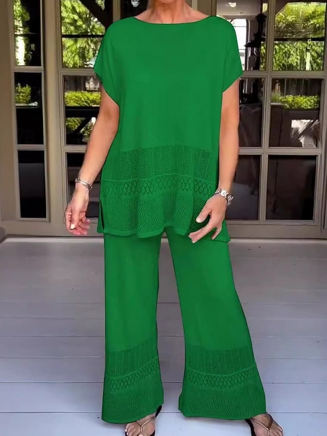 Women's Pants Sets Bolero Top Long Sleeve Crew Neck Plain