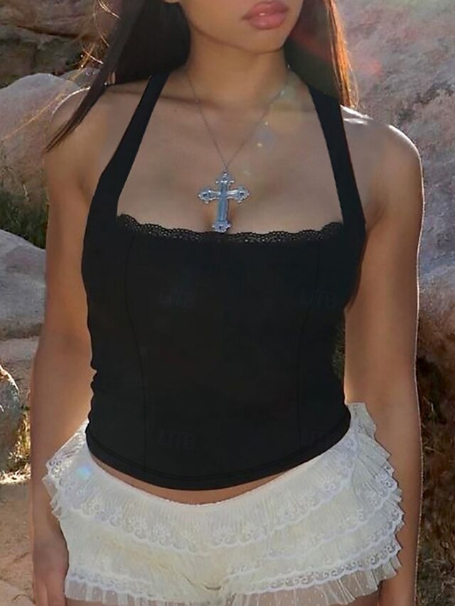 Women's Tank Top Lace Patchwork Plain Fashion Hot Modern