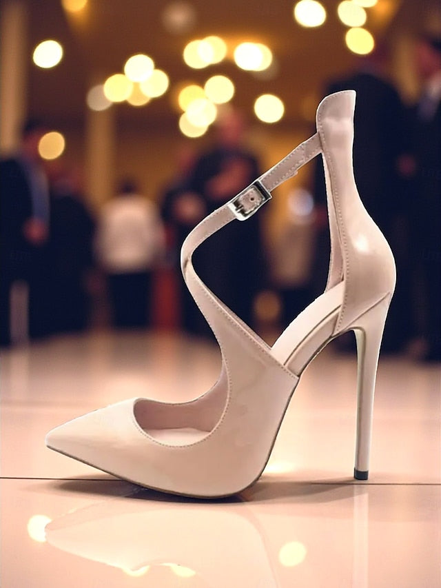 Strappy Patent Purple Stiletto Leather - Women's Heels