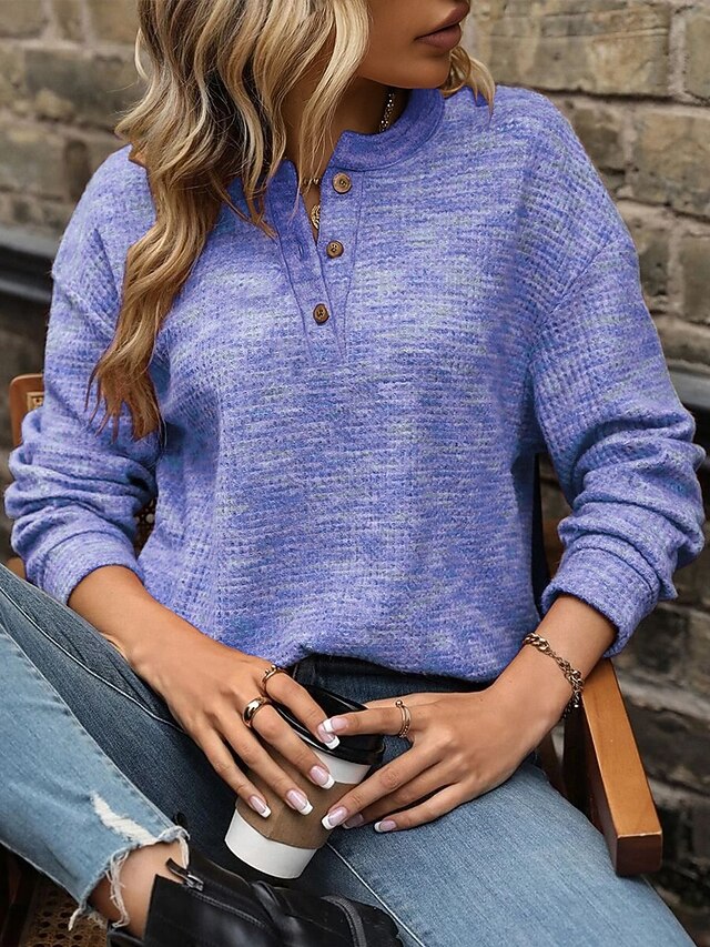Women's Blouse Buttons Striped Stylish Casual Long Sleeve