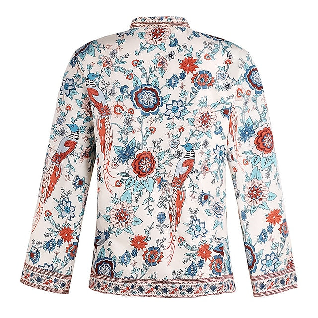 Women's Shirt Blouse Yellow Pink Dusty Rose Graphic Floral