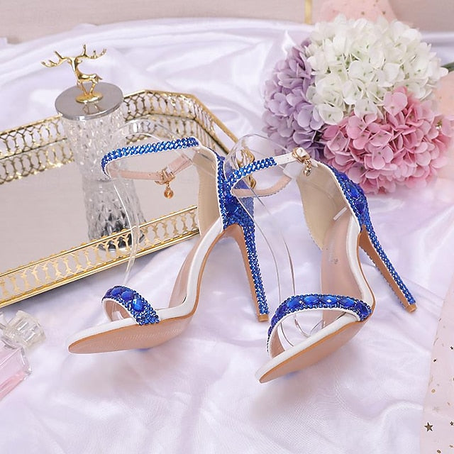 Matching Stiletto Green Ankle Heels Rhinestone Women's with