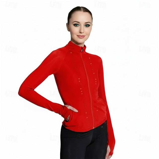 Figure Skating Fleece Jacket Women's Ice Skating Jacket Top