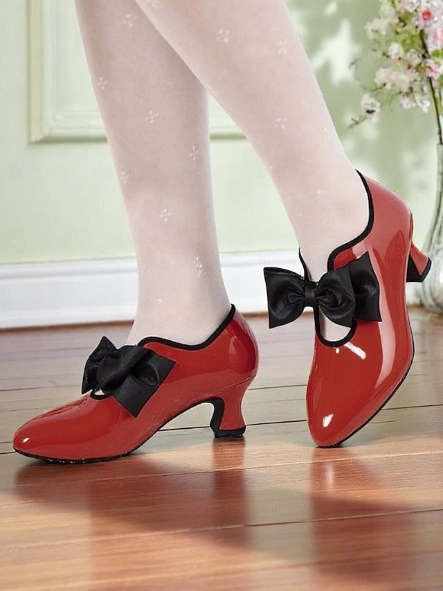 1920s Patent Shoes Leather Vintage Low Women's – Red Heel