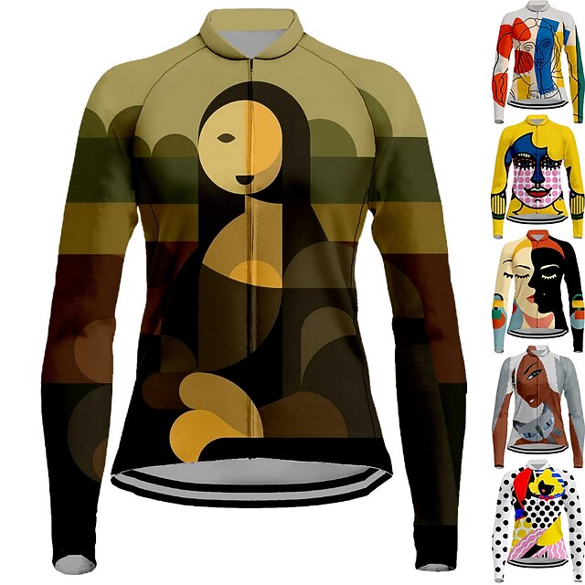 Women's Cycling Jersey Long Sleeve Bike Jersey Top with 3
