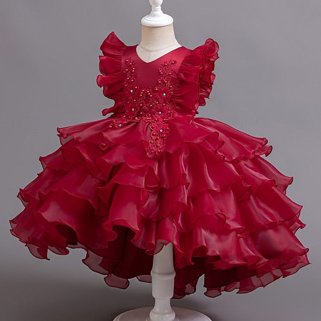 Dress Girls' Asymmetrical Party Kids Floral