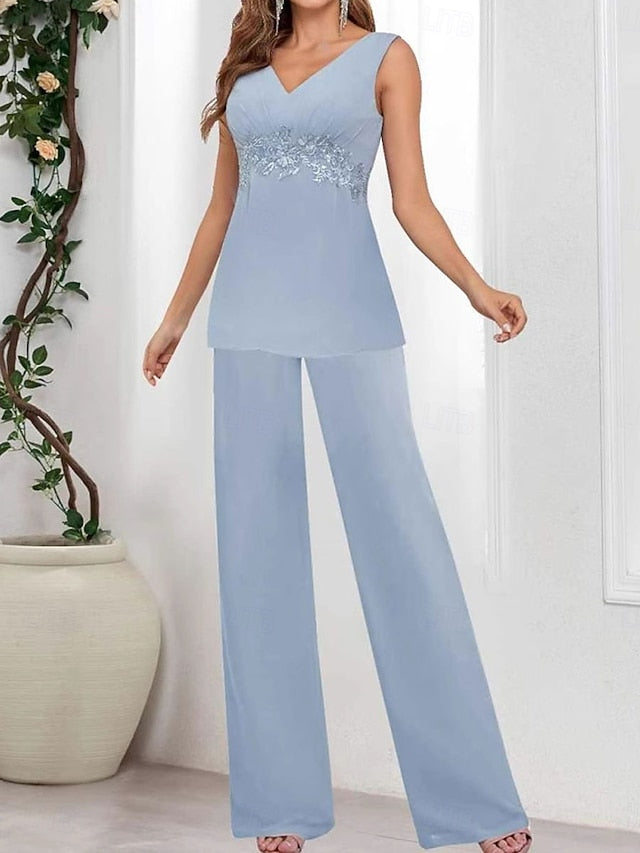 3 Mother Simple Piece Dress Bride of V Guest the Wedding Elegant