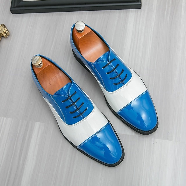 Shoes Polished and with Men's Oxford Blue White