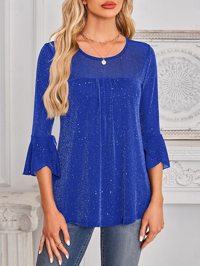 Women's Shirt Blouse Mesh Plain Stylish Classic Modern Long