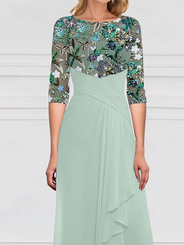 Mother Dress SkyBeaded Gown of Sparkle Bride the A-Line