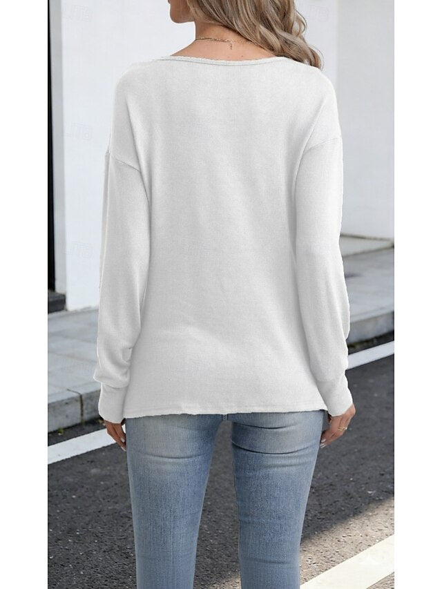 Women's Knit Tee Solid Color Elegant Stylish Casual Long