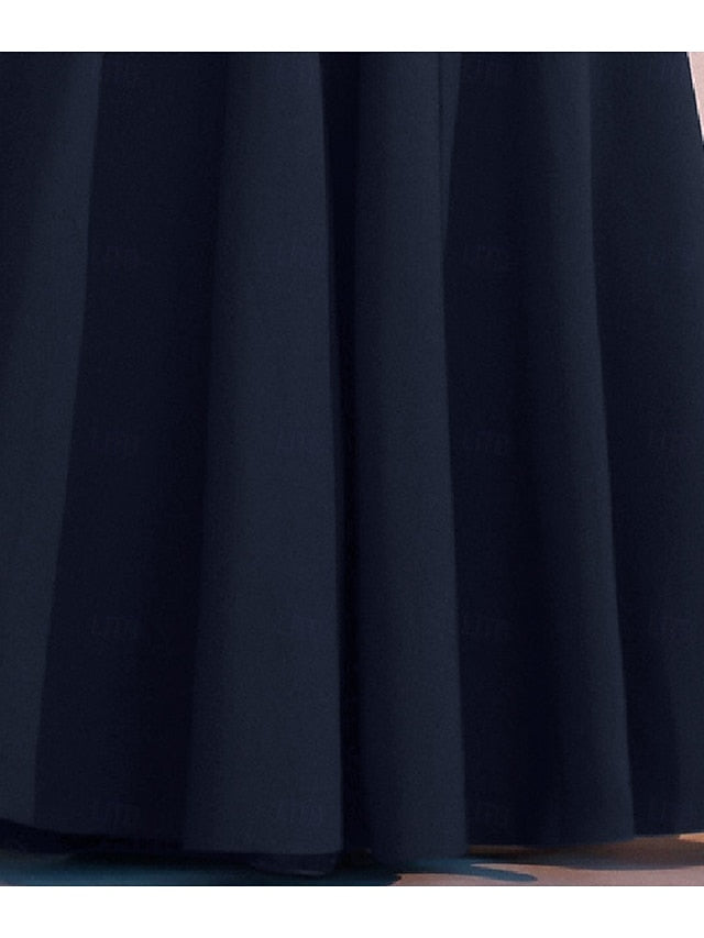 A-Line Mother of the Bride Dress Elegant Simple High Neck Floor