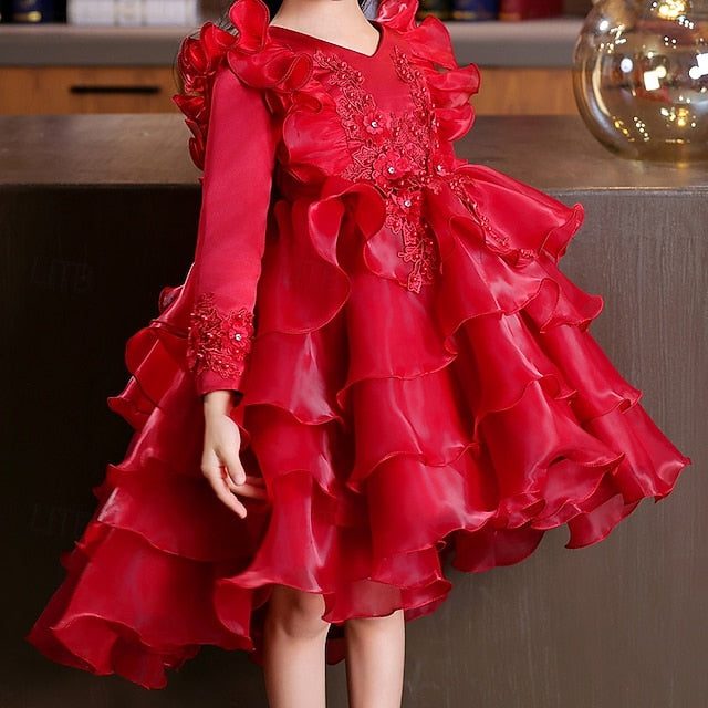Wedding Dress Sleeve Party Special Kids Long Girls' Flower
