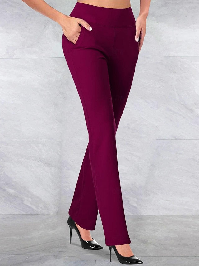 Women's Dress Work Casual Pants Trousers Straight Full
