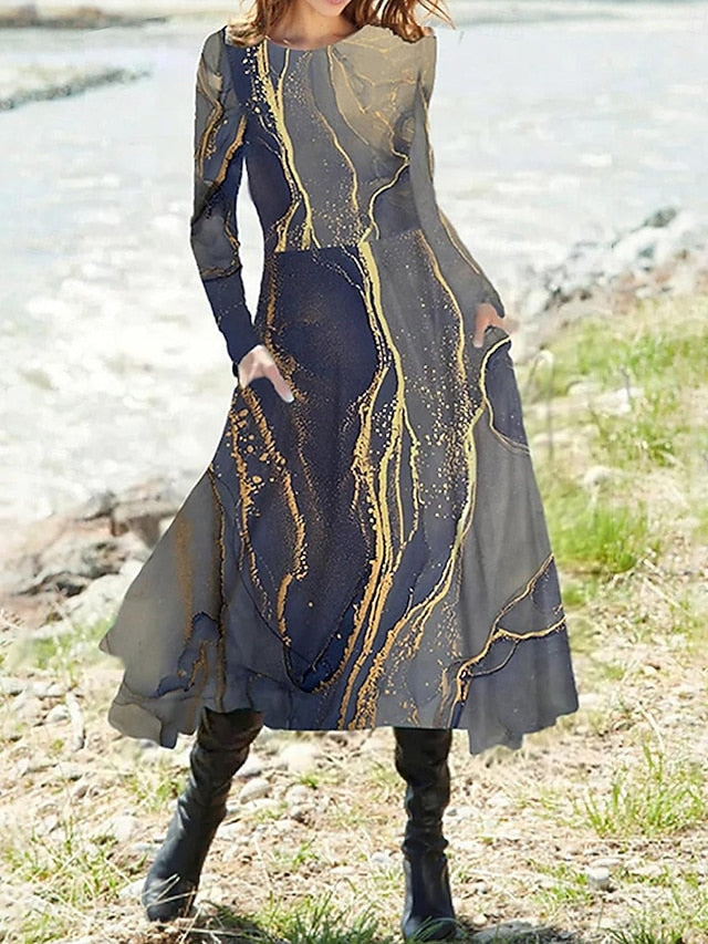 Women's Midi Dress A Line Dress Fit And Flare Dress