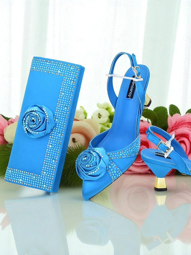 Clutch Set and Women's Slingback - Heels Gold Matching