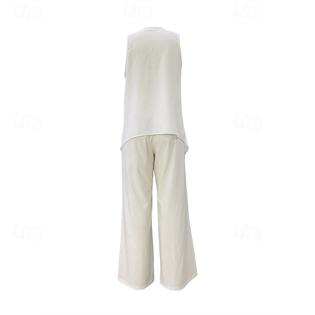 Women's Vest Camis Bolero Top Wide Leg Pants Pants Trousers