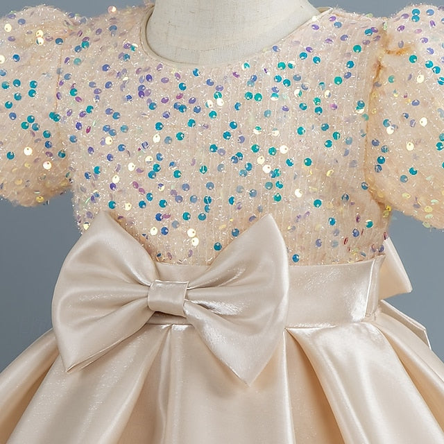 Sequin Party Short Girls' Toddler Sleeve Dress Wedding