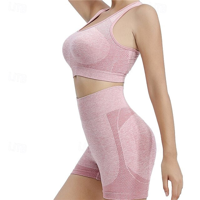 Women's Yoga Short 2pcs Activewear Sports Bra Padded