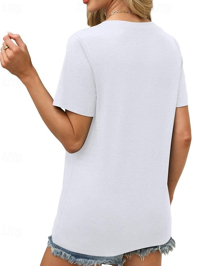 Women's T Shirt Tee Top Plain Fashion Classic Casual Short