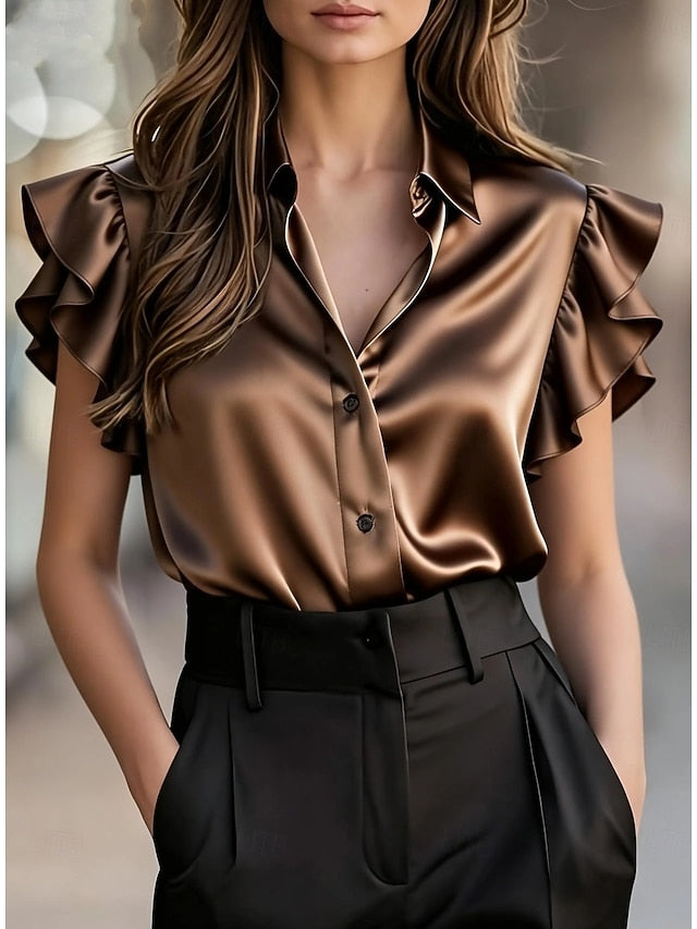 Women's Blouse Solid Color Plain Elegant Active Daily Short