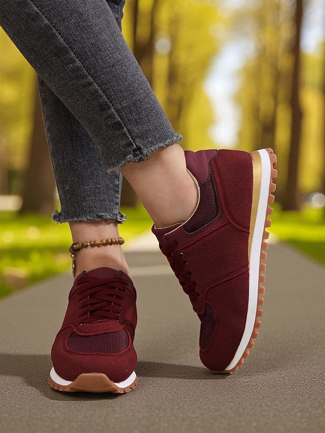 Women's Beige Classic Retro Jogger Sneakers – Casual Low