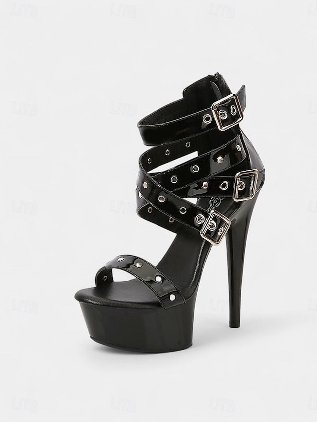 Heels Buckled Women's Platform Straps and White High with