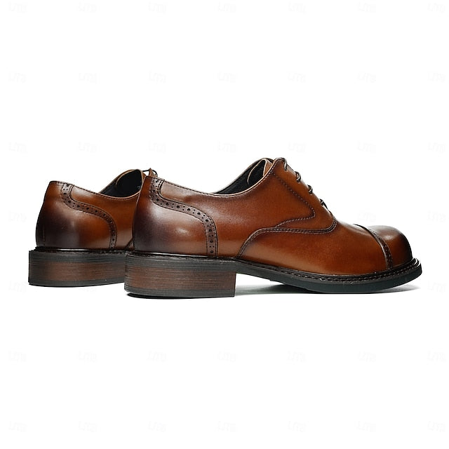 Leather Oxford Shoes- Genuine Cap First Men's Toe