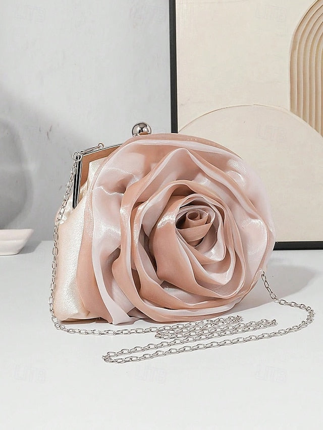– Flower Satin Purse Elegant Women's Clutch Rose Evening