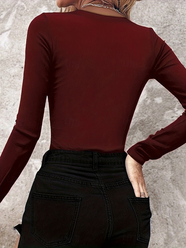 Women's Blouse Patchwork Glitter Solid Color Stylish Casual