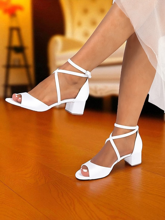with Elegant - Heel Women's Ankle Sandals Strap Satin Block