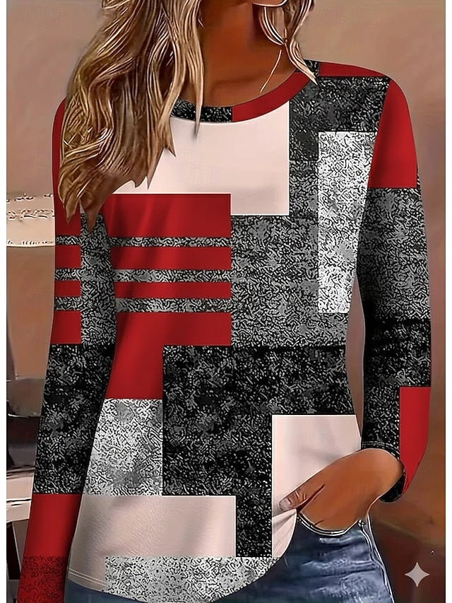 Women's T Shirt Graphic Geometric Fashion Casual Long