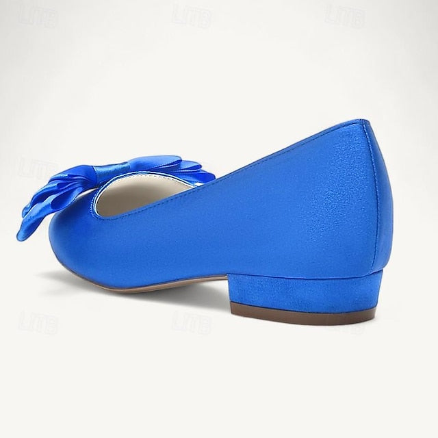 Bowknot Party Heel Pointed Women's Wedding Low Shoes Flats