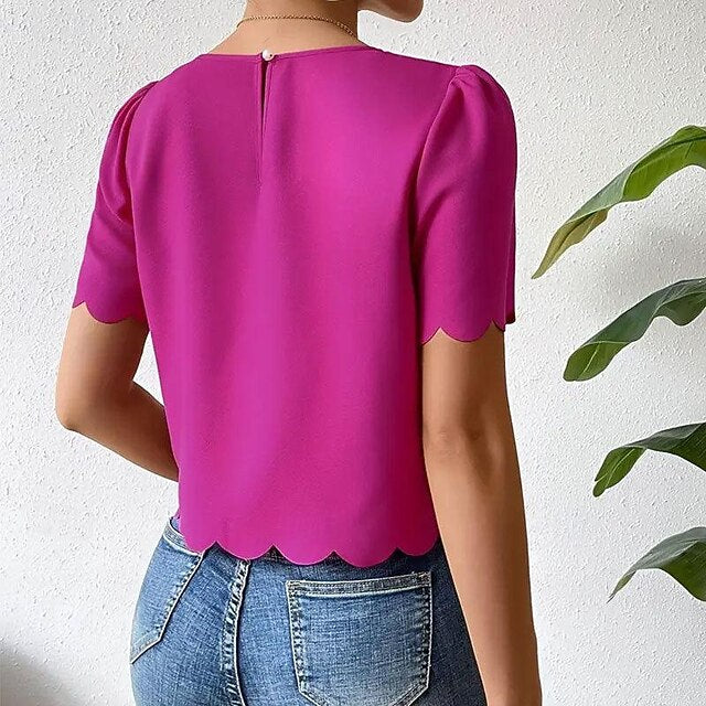 Shirt Blouse Women's Dusty Rose Blue Orange Plain Sexy