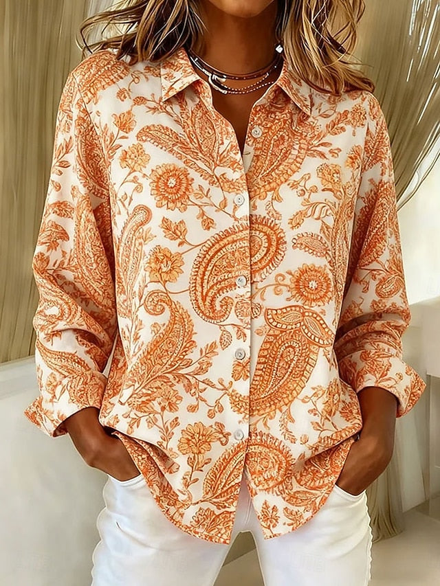 Women's Work Shirt Graphic Paisley Elegant Stylish Modern